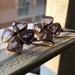 Large faceted amethyst stone earrings